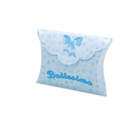 Scatolina portaconfetti Battesimo baby carta - 10 x 8 x 3 cm - celeste - conf.25 pezzi - Big Party - 81599 - 8020834815993 - DMwebShop