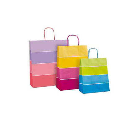 Shopper bicolor - con manici - carta ritorta - 26 x 12 x 36 cm - colori assortiti - Rex Sadoch - SDF26BICOL - 8006715326451 - DMwebShop