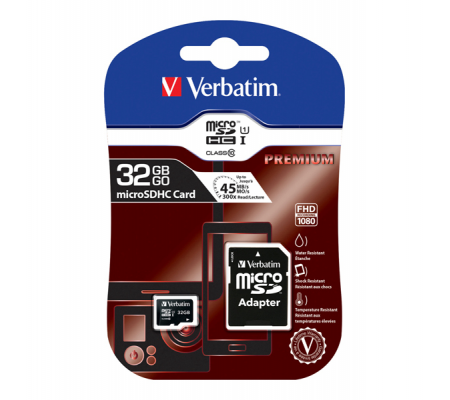 Micro SDHC Classe 10 fino a 45mb/sec - 32 Gb - Verbatim - 44083 - 023942440833 - DMwebShop