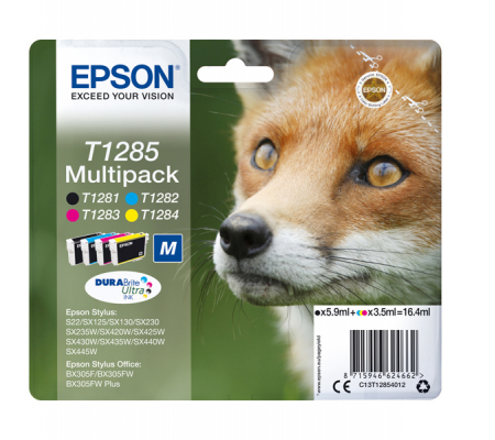 Multipack Cartuccia ink - C-M-Y-K - T1285 - C-M-Y - 3,5 ml cad - K 5,9 ml - Epson - C13T12854012 - 8715946624662 - DMwebShop