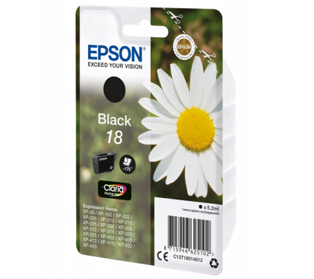 Cartuccia originale inchiostro - nero - Epson 18 - 5,2 ml - Epson - C13T18014012 - 8715946625102 - DMwebShop