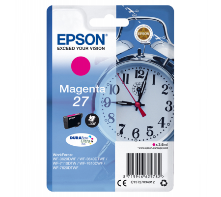 Cartuccia originale inchiostro - magenta - Epson 27 - 3,6 ml - Epson - C13T27034012 - 8715946625782 - DMwebShop