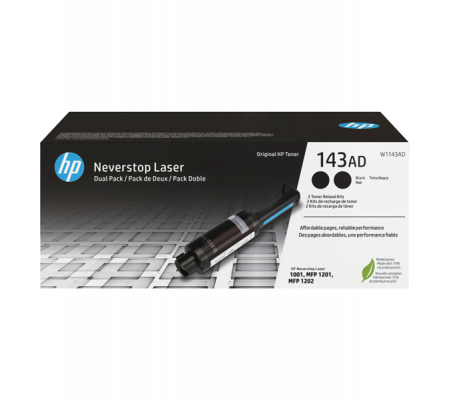 Confezione 2 pezzi Kit di ricarica Toner - 143AD - nero - 2500 pagine - Hp - W1143AD - 193905679386 - DMwebShop