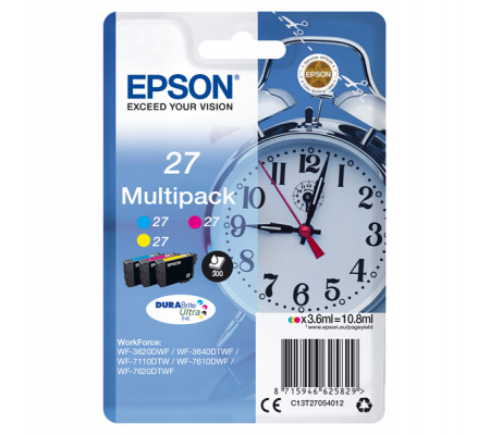 Multipack Cartucce Originale - Epson 27 - Confezione 3 cartucce - Epson - C13T27054012 - 8715946625829 - DMwebShop