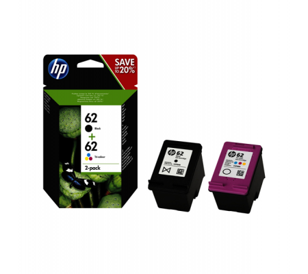 Multipack Cartucce Originale - HP 62 - Confezione 2 cartucce - Hp - N9J71AE - 889894508881 - DMwebShop