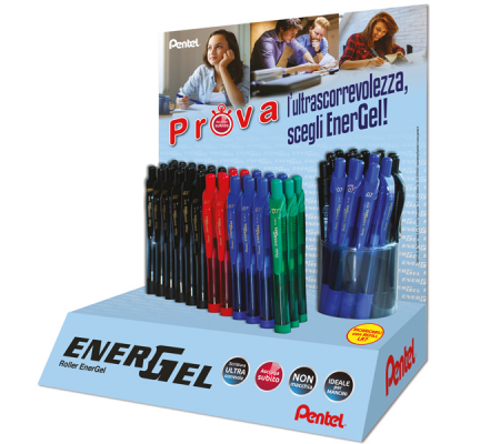 Roller Energel x - a scatto - 0,7 mm - expo 60 pezzi - Pentel - 0100941 - 8006935009417 - DMwebShop