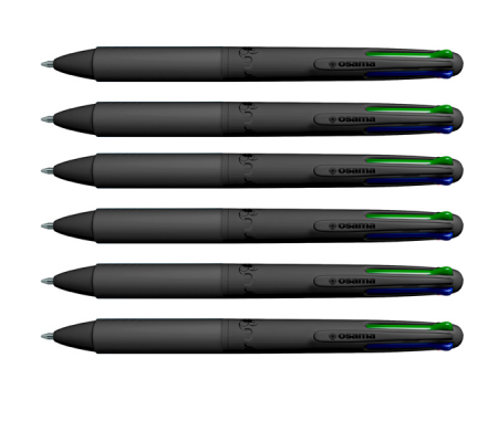 Astuccio penne a sfera All Black - punta 1 mm - 4 colori - conf. 6 pezzi - Osama - OW 84005713 - 8059484005713 - DMwebShop