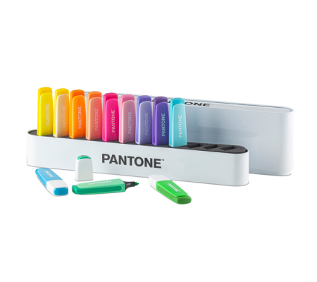 Desk set evidenziatori - punta a scalpello - colori assortiti - conf. 12 pezzi - Pantone - PT 84010410 - 8059484010410 - DMwebShop