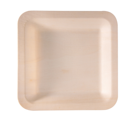 Piatto monouso in legno quadrato - 21,5 x 21,5 cm - conf. 50 pezzi - Signor Bio - WPS002BIO50B - 8055715782507 - DMwebShop