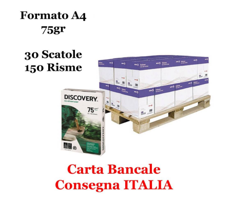 Carta Bianca Discovery 75 - A4 - 75 gr - 500 fogli (bancale da 150 risme) - Discovery - 75A4-bancale150r - 5602024083271 - DMwebShop