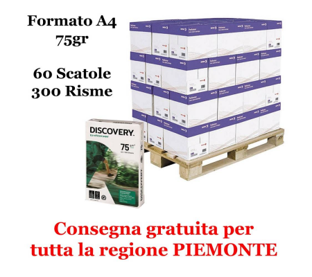 Carta Bianca Discovery 75 - A4 - 75 gr - 500 fogli (bancale da 300 risme Piemonte) - Discovery - 75A4-bancale300r - 5602024083271 - DMwebShop