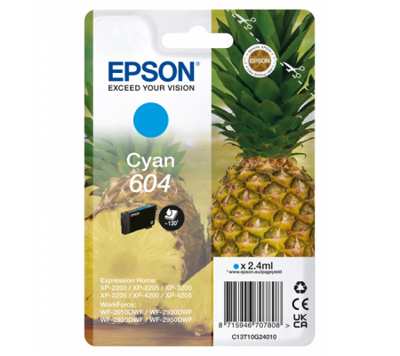 Cartuccia - ciano - 604 - 2,4 ml - Epson - C13T10G24010 - 8715946707808 - DMwebShop