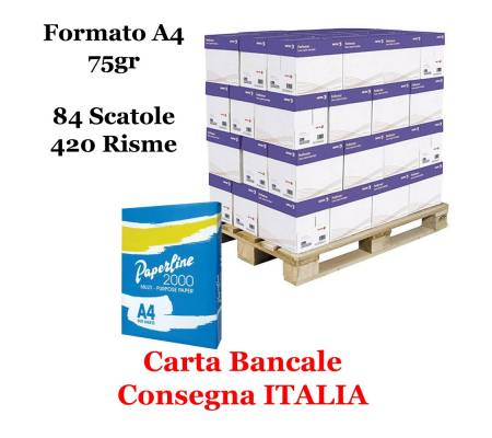 Carta da fotocopie - A4 - 75 gr - 500 fogli - bianca (bancale da 420 risme) Paperline A4 - bancale420r - 0 - DMwebShop