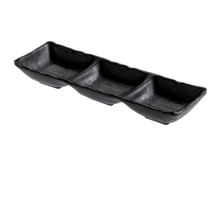 Vassoietto a tre scomparti - 27 x 9 x 3,5 cm - melamina - nero - Leone - T8204 - 8024112001870 - DMwebShop