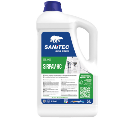 Detergente a schiuma per pavimenti - Sirpav HC - base ammoniaca - 5 lt - Sanitec - 1422 - 8032680392818 - DMwebShop