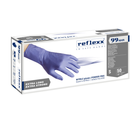 Guanti in nitrile ultra resist R99 - manichetta lunga - taglia S - indaco - conf. 50 pezzi - Reflexx - R99/S(7) - 8032891632031 - DMwebShop