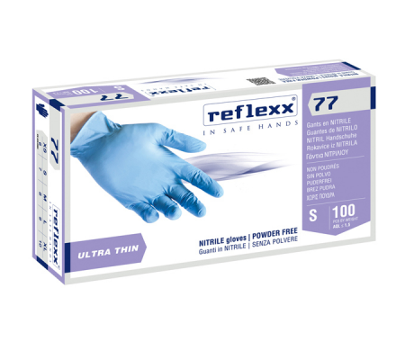 Guanti in nitrile R77100 - taglia S - azzurro - conf. 100 pezzi - Reflexx - R77100/S(7) - 8032891633878 - DMwebShop