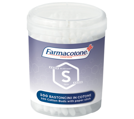 Bastoncini cotonati Silver Asset in barattolo - conf. 100 pezzi - Farmacotone - 1633FC - 8003350525270 - DMwebShop