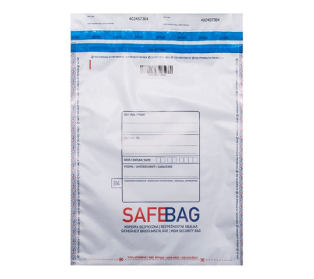 Sacchetti di sicurezza Safe Bag per corrieri - B5 - 18,6 x 25,5 + 4 cm - bianco - conf. 100 pezzi - Bong Packaging - 68282 - 5901947056424 - DMwebShop