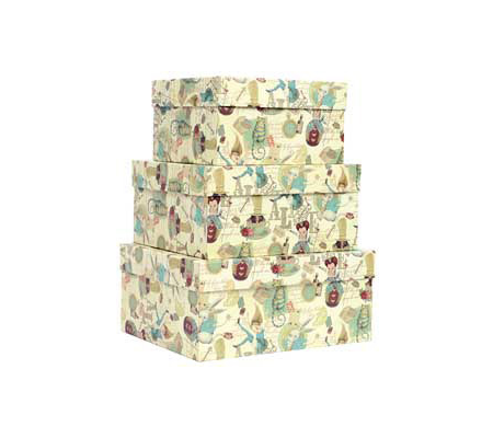 Set scatole regalo grandi - dimensioni assortite - fantasia Alice - conf. 3 pezzi - Kartos - 12146200 - 8009162329792 - DMwebShop