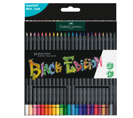 Matite colorate triangolare Black Edition - colori assortiti - conf.24 pezzi - Faber Castell - 116424 - 4005401164241 - DMwebShop