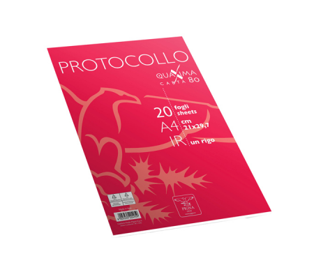 Fogli - protocollo - Quaxima - A4 - 1 rigo - 80 gr - conf. 20 pezzi - Pigna - 02322641R - 8005235204959 - DMwebShop