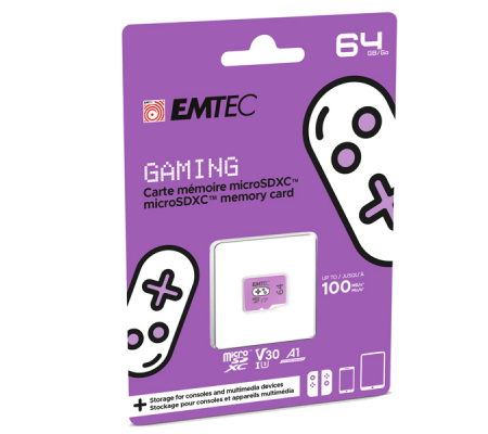 mSD - 64 Gb - UHS-I U3 V30 A1 Gaming - Viola - Emtec EMTSDM64GXCU3G - ECMSDM64GXCU3G - 3126170175908 - DMwebShop