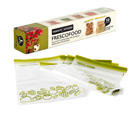 Buste per alimenti FrescoFood - large - 25,5 x 33 cm - conf. 10 pezzi - Perfetto - 29163 - 8052474291639 - DMwebShop