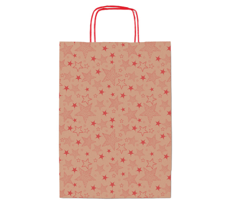 Shopper natale - 16 x 8 x 21 cm - carta kraft - fantasia stelline - rosso - Rex Sadoch - SDF16260F - 8006715240627 - DMwebShop