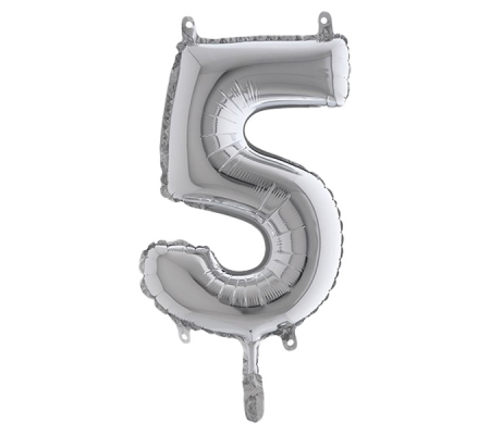 Palloncino - numero 5 - H 36 cm - mylar - argento - Big Party - 42845 - 8020834428452 - DMwebShop