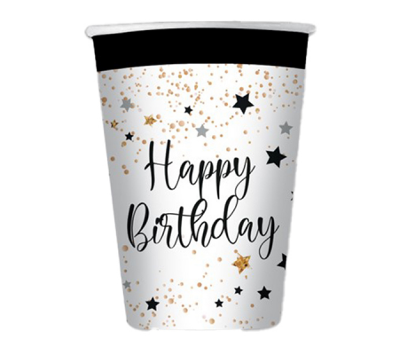 Bicchiere Happy Birthday - 200 ml - carta - conf. 8 pezzi - Big Party - 74546 - 8020834745467 - DMwebShop