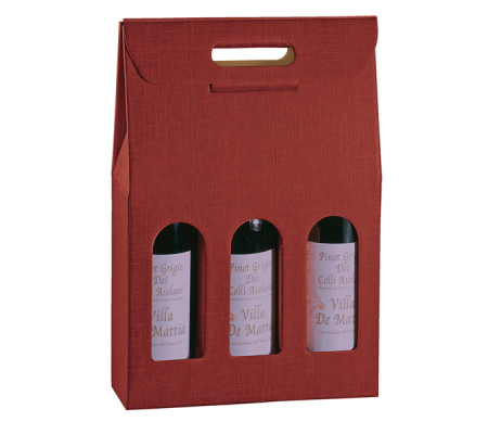 Scatola - 3 bottiglie - 27 x 9 x 38,5 cm - cartone seta - bordeaux - Scotton - 36109C - 8007402361090 - DMwebShop