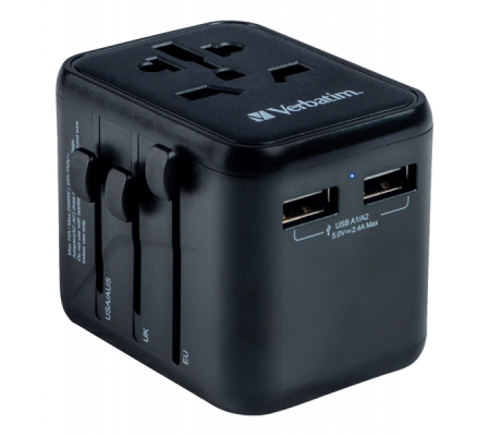 Adattatore viaggio UTA-02 con 2 x USB-A - Verbatim - 49543 - DMwebShop