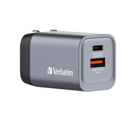 Adattatore da viaggio GNC-35- 1x USB-C PD 35W - 1x USB-A QC 30-35 W - Verbatim - 32200 - 023942322009 - DMwebShop