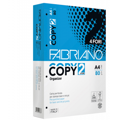 Carta Copy 4 fori - A4 - 80 gr - bianco - conf. 500 fogli - Fabriano - 42554297 - DMwebShop