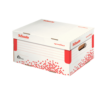 Scatola container Speedbox - Small - 25,2 x 35,5 cm - dorso 19,3 cm - bianco e rosso - conf. 15 pezzi - Esselte - 623911 - 4049793026015 - DMwebShop