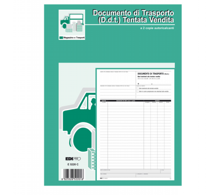 Blocco DDT carico tentata vendita - 50 fogli autoricalcanti - A4 - 29,7 x 21 cm - Edipro - E5220C - 8023328522018 - DMwebShop