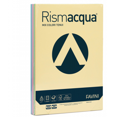 Carta Rismacqua - A4 - 200 gr - mix 5 colori - conf. 125 fogli - Favini - A67X124 - 8007057621341 - DMwebShop