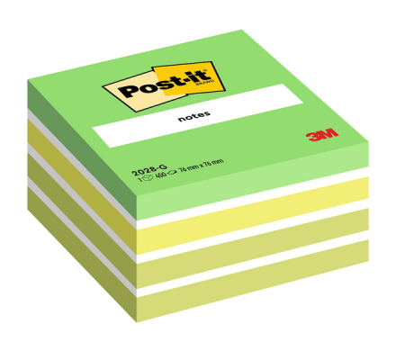 Blocco foglietti Cubo - 76 x 76 mm - verde soft, bianco, verde acido, verde lime - 450 fogli - Post-it - 7100200375 - 4001895872808 - DMwebShop