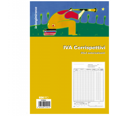 Registro prima nota Iva corrispettivi - 25-25 fogli autoautoricalcanti - 29,7 x 23 cm - Edipro - E2102A - 8023328210212 - DMwebShop