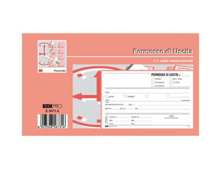 Blocco permesso uscita - 9,9 x 17 cm - 50-50 fogli autoricalcanti - Edipro - E5673A - 8023328567316 - DMwebShop