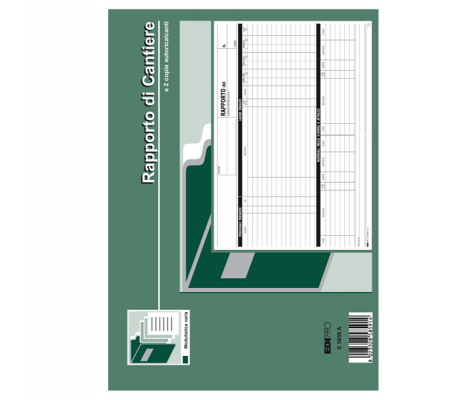 Blocco rapporto di cantiere - 50-50 fogli autoricalcanti - 21 x 30 cm - Edipro - E5859A - 8023328585914 - DMwebShop