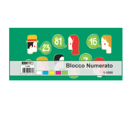 Blocchi numerati - 1-1000 - 5 colori assortiti - 6 x 13 cm - Edipro - E5407NEW - 8023328540708 - DMwebShop