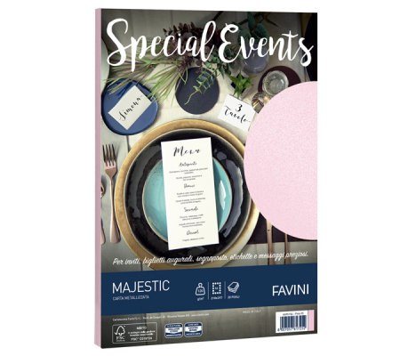 Carta metallizzata Special Events - A4 - 120 gr - rosa - conf. 20 fogli - Favini - A69S154 - 8007057617252 - DMwebShop