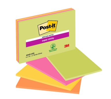 Blocco foglietti Super Sticky Meeting Notes - rosa e verde neon - 152 x 101 mm - 45 fogli - Post-it - 7100235019 - 051131849686 - DMwebShop