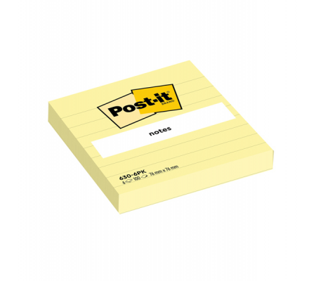 Blocco foglietti - giallo Canary - a righe - 76 x 76 mm - 100 fogli - Post-it - 7100263309 - DMwebShop