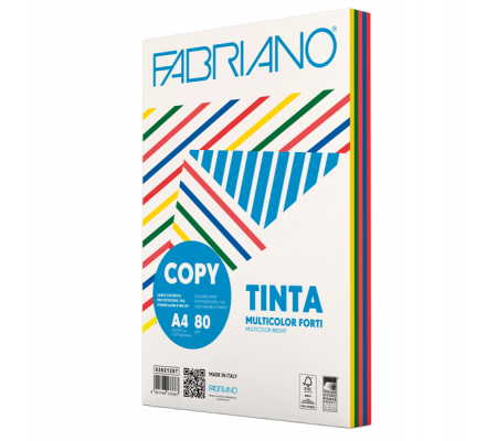 Carta Copy Tinta Multicolor - A4 - 80 gr - mix 5 colori forti - conf. 250 fogli - Fabriano - 19100809 - 8001348133667 - DMwebShop