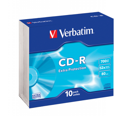 Scatola 10 CD-R DataLife Extra Protection - slim case - 52X - 700Mb - Verbatim - 43415 - 023942434153 - DMwebShop