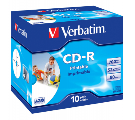 Scatola 10 CD-R DataLife Plus - Jewel Case - 1X-52X - stampabile inkjet - 700Mb - Verbatim - 43325 - 023942433255 - DMwebShop