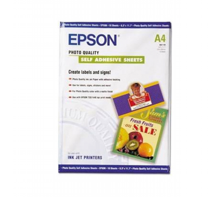 Self-Adhesive Photo Paper - A4 - 10 Fogli - Epson - C13S041106 - 010343601840 - DMwebShop